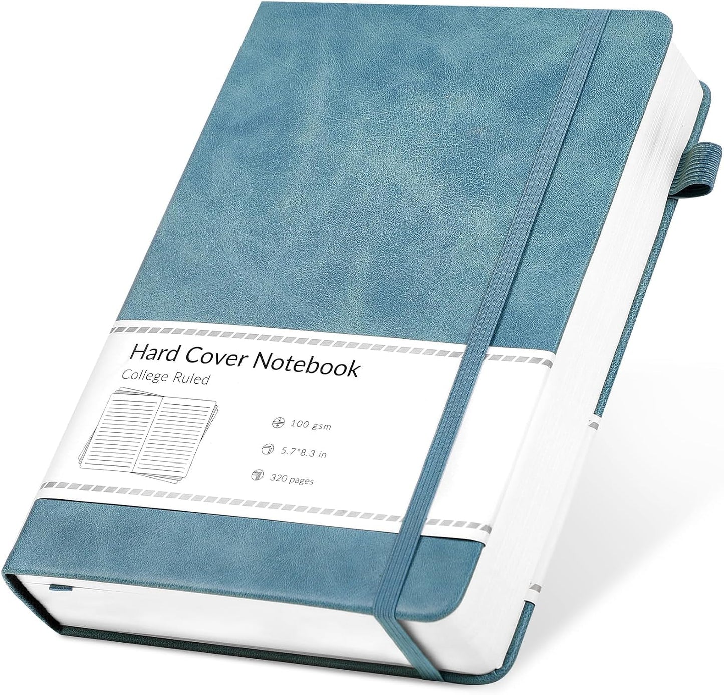 CAGIE Lined Journal Notebook for Women Men 320 Pages 100 Gsm Paper Thick Journaling Notebooks A5 Leather Journals for Writing Hardcover Journal Supplies for Work Note Taking Diary, 5.7x8.3 In, Green