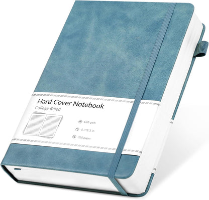 CAGIE Lined Journal Notebook for Women Men 320 Pages 100 Gsm Paper Thick Journaling Notebooks A5 Leather Journals for Writing Hardcover Journal Supplies for Work Note Taking Diary, 5.7x8.3 In, Green
