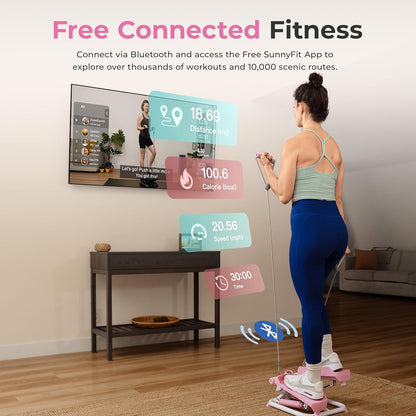 Sunny Health & Fitness Mini Steppers for Exercise at Home, Stair Step Workout Machine with Resistance Bands, Full Body Cardio Equipment, Optional Free SunnyFit App Connection Smart Stepper