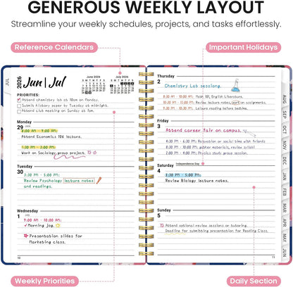 Planner 2026-2027, Jul 2026-Jun 2027 Academic Monthly & Weekly Planner - Colors B