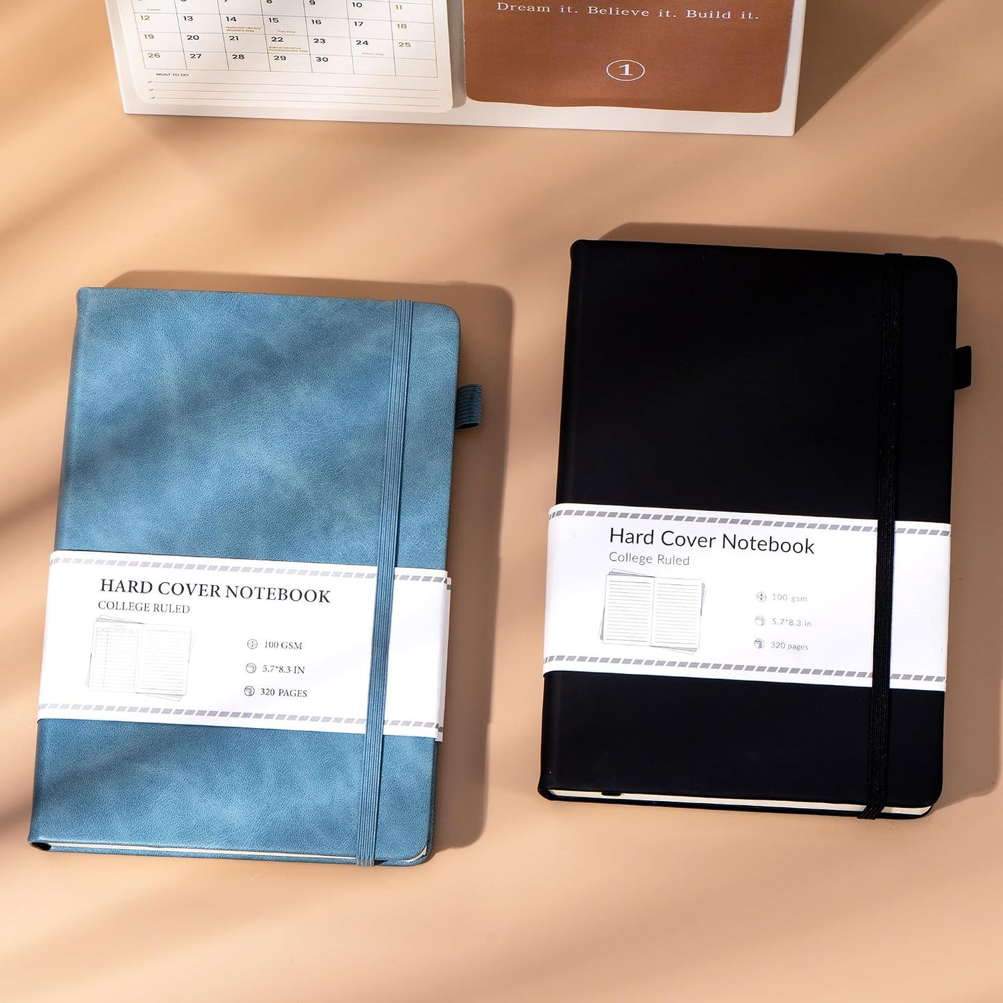 CAGIE Lined Journal Notebook for Women Men 320 Pages 100 Gsm Paper Thick Journaling Notebooks A5 Leather Journals for Writing Hardcover Journal Supplies for Work Note Taking Diary, 5.7x8.3 In, Green