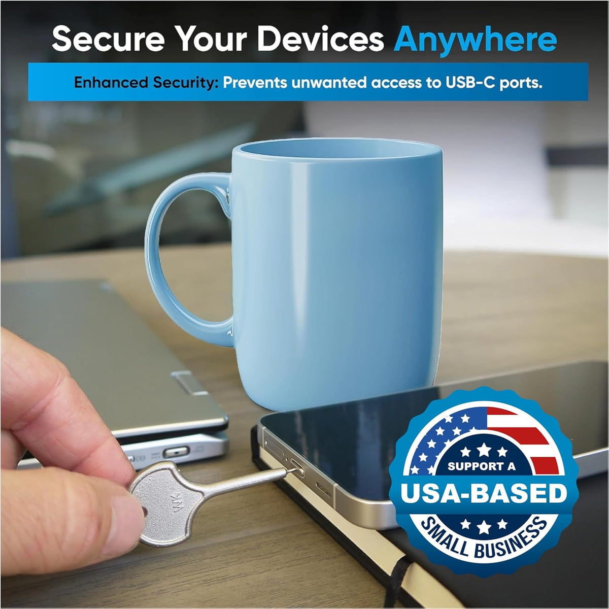USB C Port Blockers, Stainless Steel Security Locks with Key