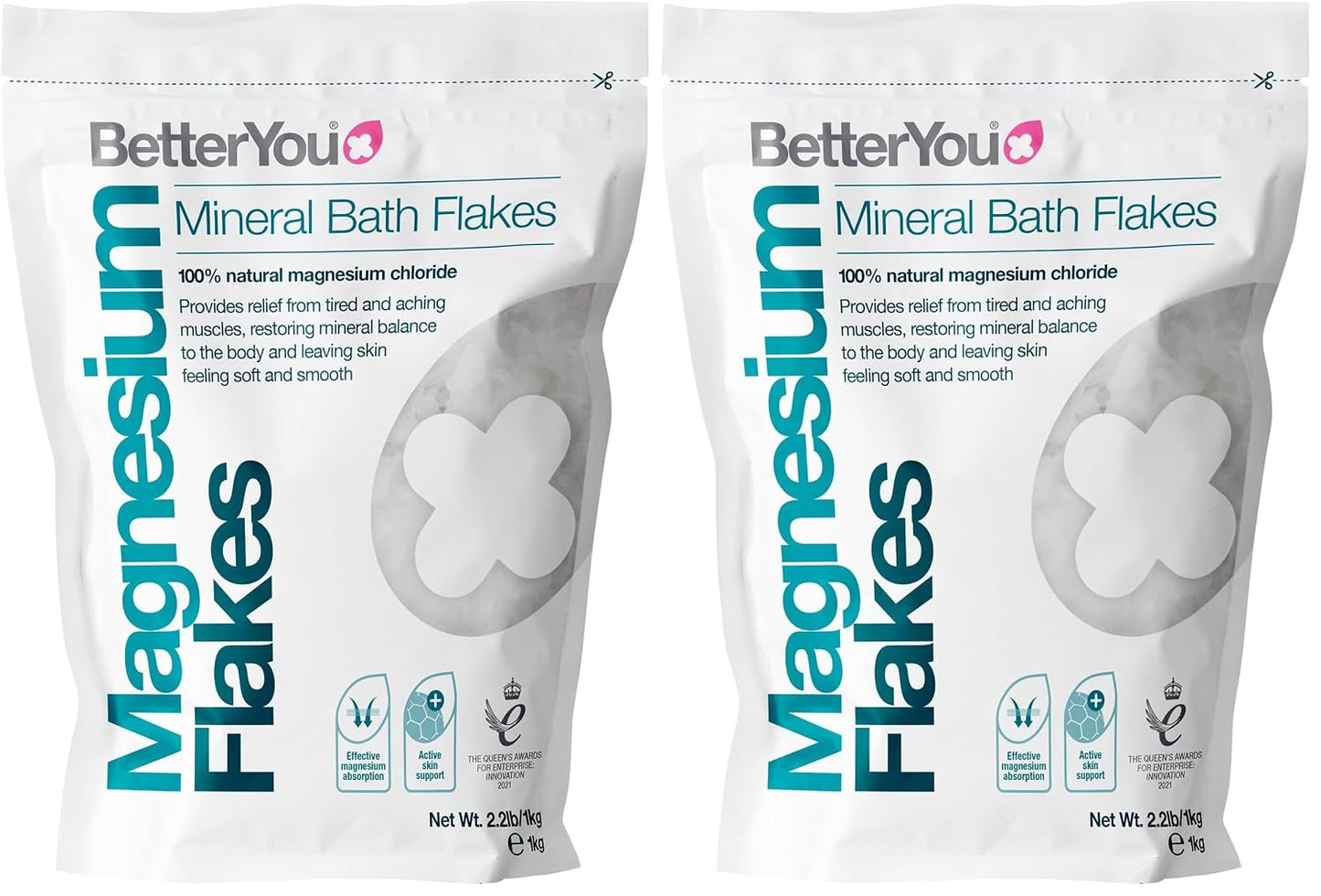 BetterYou Magnesium Mineral Bath Flakes - Mineral Bath Salts with Magnesium Chloride - Foot Bath or Body Bath Soak - Safe On Sensitive Skin - 2.3 lb