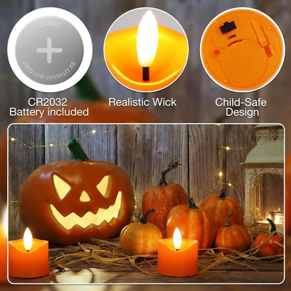 24 Pack Flameless Tealight Candles Battery Operated Tea Lights, Realistic Flickering Electric LED Tea Lights, 3D Wick Fake Tea Lights for Votive, Festival, Party, Wedding Decor
