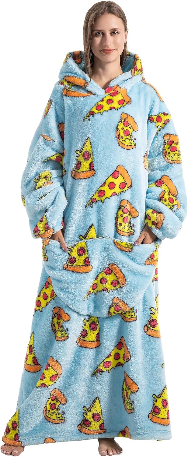 Capecage Blanket Hoodie, Long Hooded Blanket Sweatshirt as Birthday Gifts for Women Men, Long Wearable Blanket for Women Men.