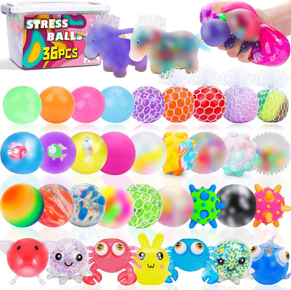 36 Pack Stress Balls, Squishy Balls, Squishy Fidget Stress Relief