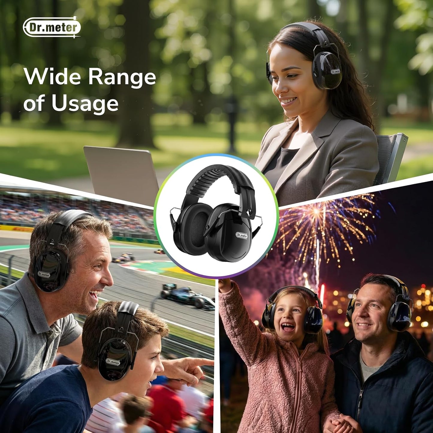 Dr.meter Ear Protection Ear Muffs, Noise Cancelling Headphones for Adults Kids 31dB Earmuffs for Noise Reduction, Hearing Protection for Shooting Gun Range, Mowing, Monster Jam, Sensory, Fireworks