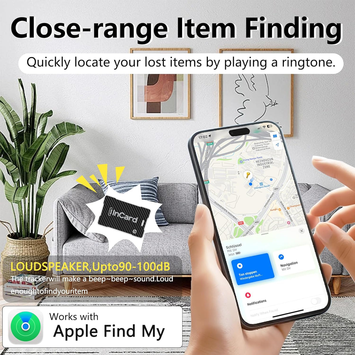 Wireless Charging Wallet Tracker Card Android & iOS, Find My