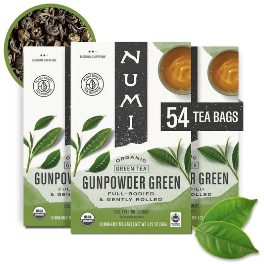 Numi Organic Gunpowder Green Tea, 54 Green Tea Bags, Medium Caffeine