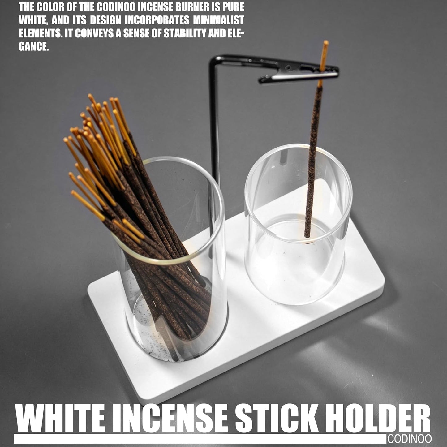 2 in 1 Incense Burner Holder for Sticks,Glass Incense Holder with Storage,Upside Down Incense Holder for Sticks with Glass Ash Catcher for Meditation Yoga Spa Room Home Decor[Full Black]