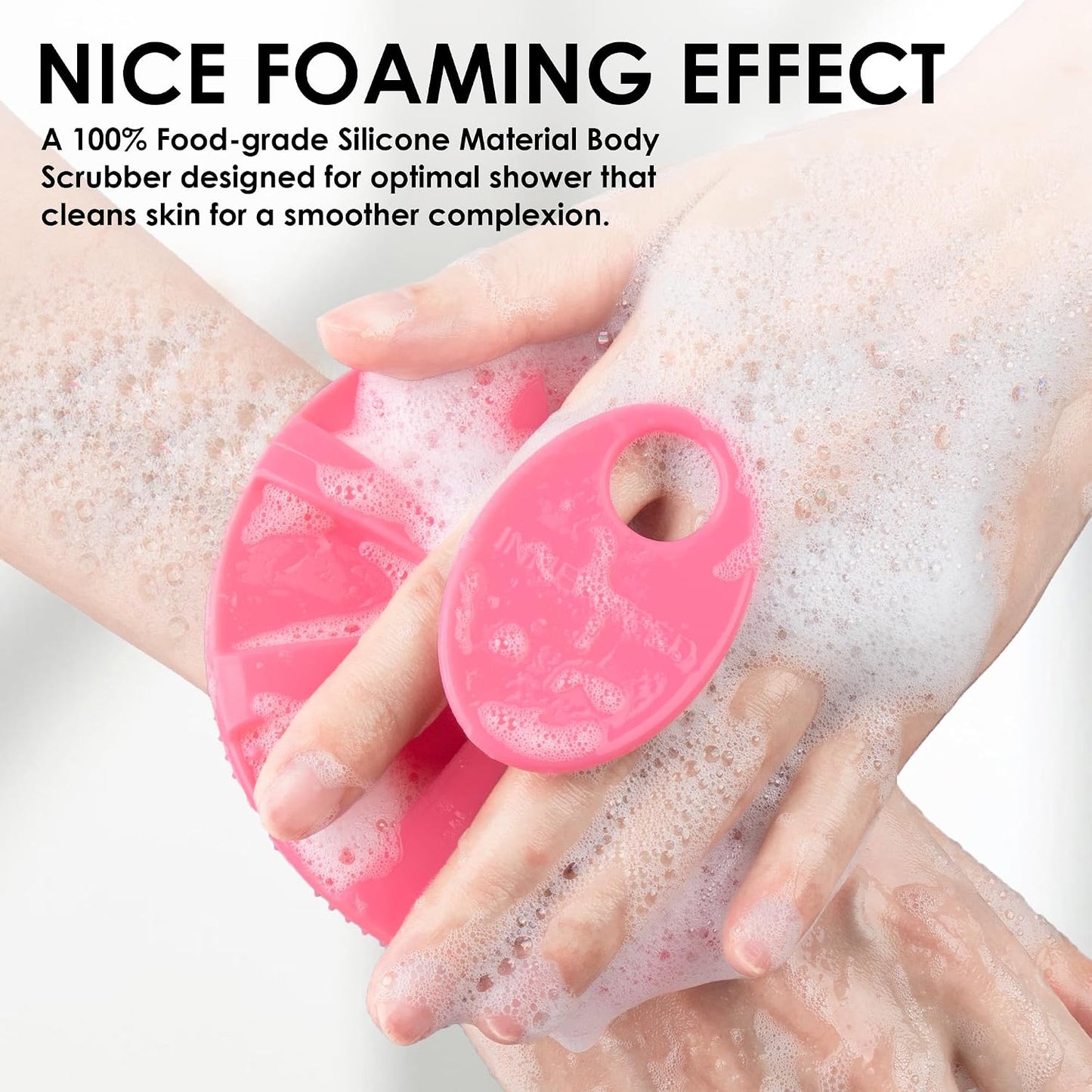 INNERNEED Food-Grade Soft Silicone Body Scrubber Shower Brush Handheld Cleansing Skin Brush, Gentle Exfoliating and Lather Well (Dark Green)