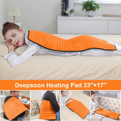Deepsoon Heating Pad,Electric Heating Pads for Back,Neck,Moist Heating Pad for Abdomen Shoulder Knee Legs,Dry/Moist Heat&Auto Shut Off,Fathers Day Dad Gifts for Men Birthday,Light Gray,24x12 Inch