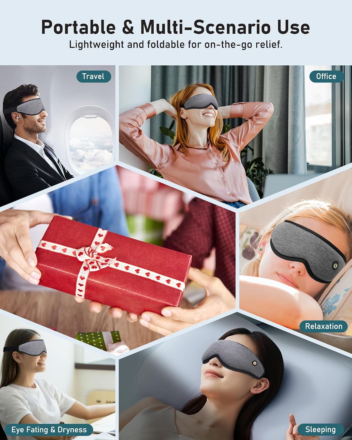 Heated Eye Mask Warm Eye Compress for Dry Eyes - Cordless Electric Heat Eye Mask with Temperature Timer Control Heating Pad for Dry Eye Relief, Stye, Blepharitis, Improve Sleep