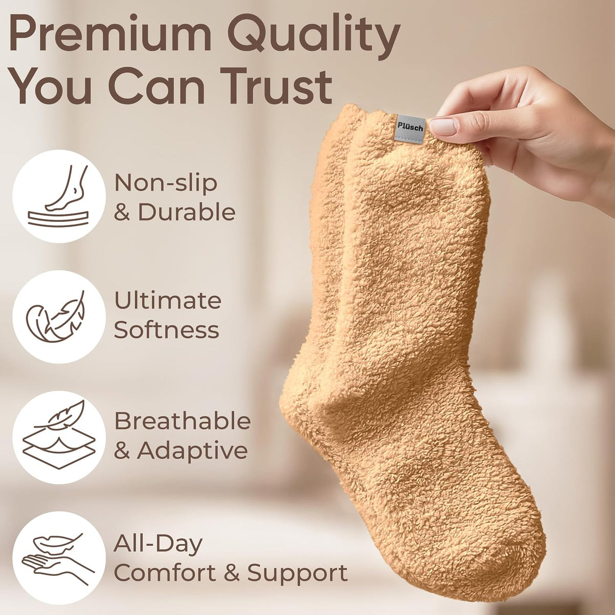 Plüsch Gift for Women – Ultra-Soft Cozy Cloud Socks in Kraft Envelope – Thoughtful Self-Care, Unique Birthday Gifts for Women
