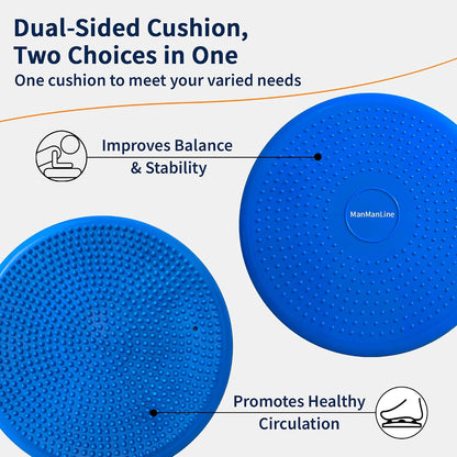 Wobble Cushion Balance Disc, Extra Thick Sensory Pad for Kids & Adults, Flexible Seating Core Strength Trainer for Posture Correction, Desk, Yoga & Stability Workout with Pump