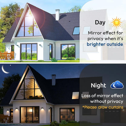 rabbitgoo Window Privacy Film One Way Window Tint for Home, Removable Reflective Heat Sun Blocking Anti UV Glass Door Covering, Mirror Tinting Film House Office, 17.5 Inch X 6.5 Feet, Black Silver