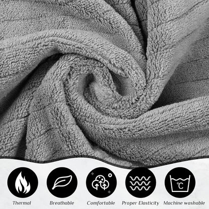 Tigeen 2 Pcs Women's Towel Wrap Lightweight Spa Robe Stripes with Adjustable Closure, Elastic Top Soft Bathrobe Spa Wrap