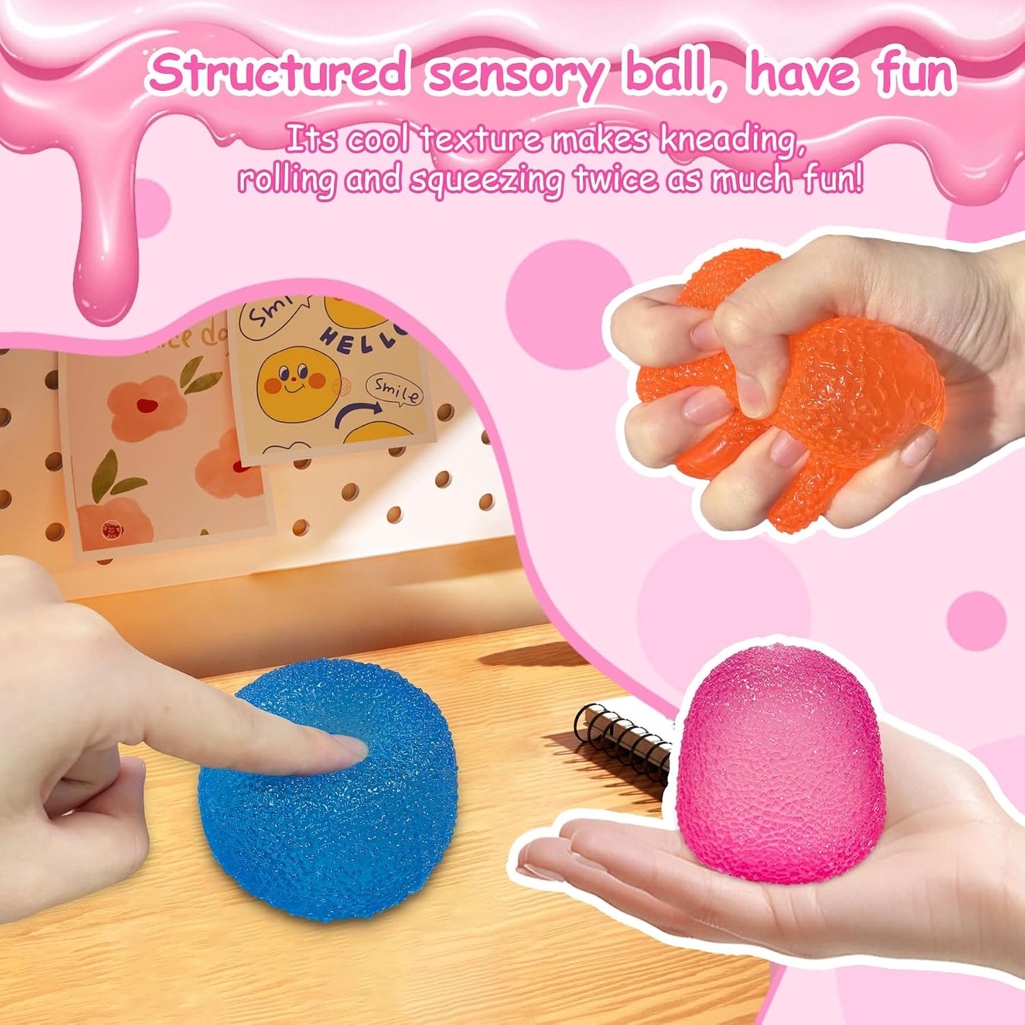 Stress Balls-Gumdrop Squishy Stress for Kids and Adults, Super Solid Squeeze Ball, Sensory for Stress Relief, Birthday, Easter Basket Stuffers and Party Favors (Blue)