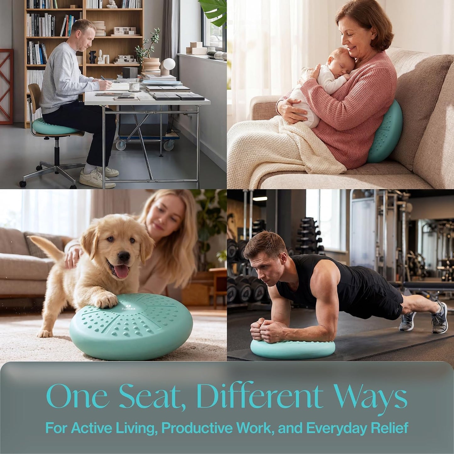 Tumaz Wobble Cushion - Wiggle Seat to Improve Sitting Posture & Stay Focused for Sensory Kids, Balance Disc to Core Strength & Flexible Seating [Extra Thick Balance Board, Pump Included Wobble Board]