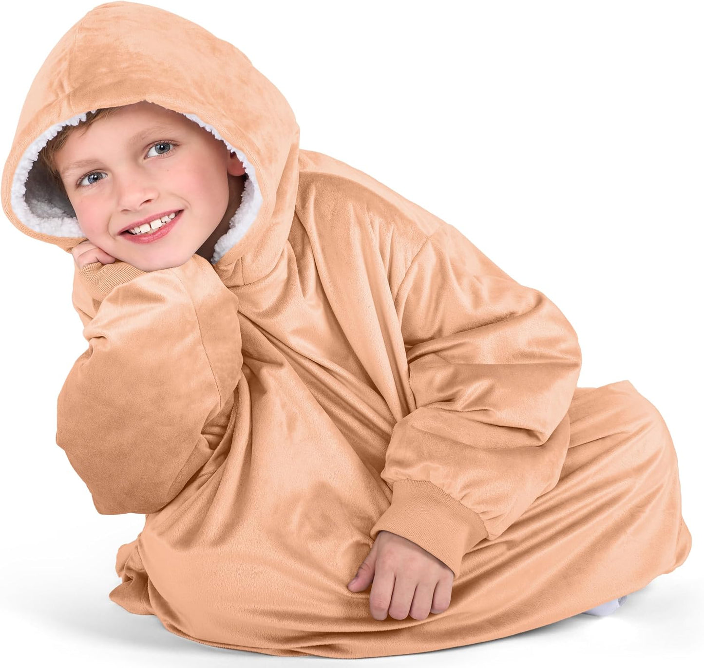 Bare Home Wearable Blanket Hoodie - Soft Plush Sherpa - Warm and Cozy - Oversized Wearable Blanket