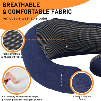Travel Pillow - Hooded Neck Pillow Airplane Memory Foam Filling for Plane, Office, Cars Sleeping, Road Trip, Long Flights, Airplane Travel Essentials, Includes Eye Mask & Earplugs (Green)