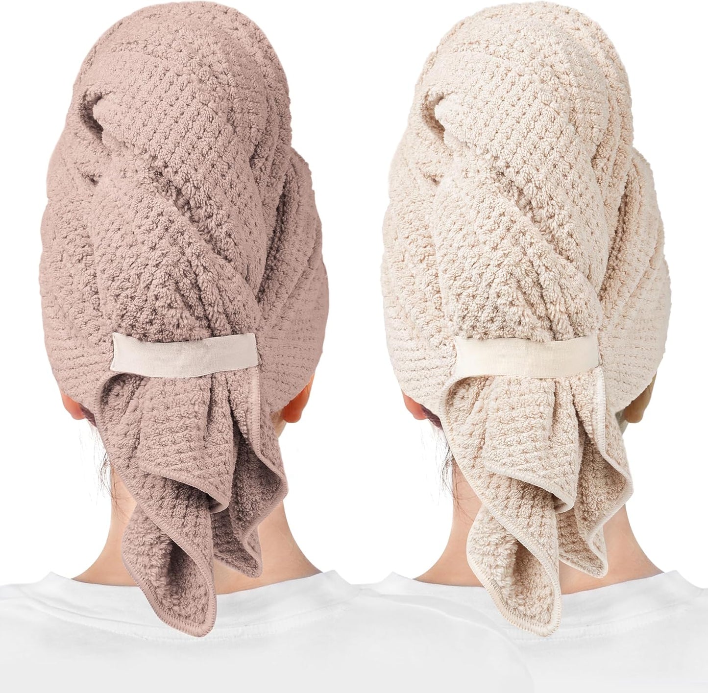 ROLSHOL 2 Packs Large Microfiber Hair Towels for Women, Super Absorbent & Quick Dry Hair Towel Wrap for Curly Hair Long & Short Hair- Anti-Frizz Hair Turbans for Wet Hair - 27.5''*39.4''