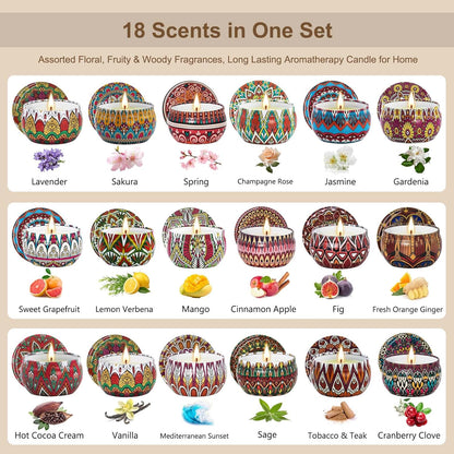 Scented Candles Gift Set, 12 Pack Soy Wax Candles for Home, 12 Scents, Aromatherapy Travel Tins with Gift Box for Women, Birthday, Housewarming, Relaxation
