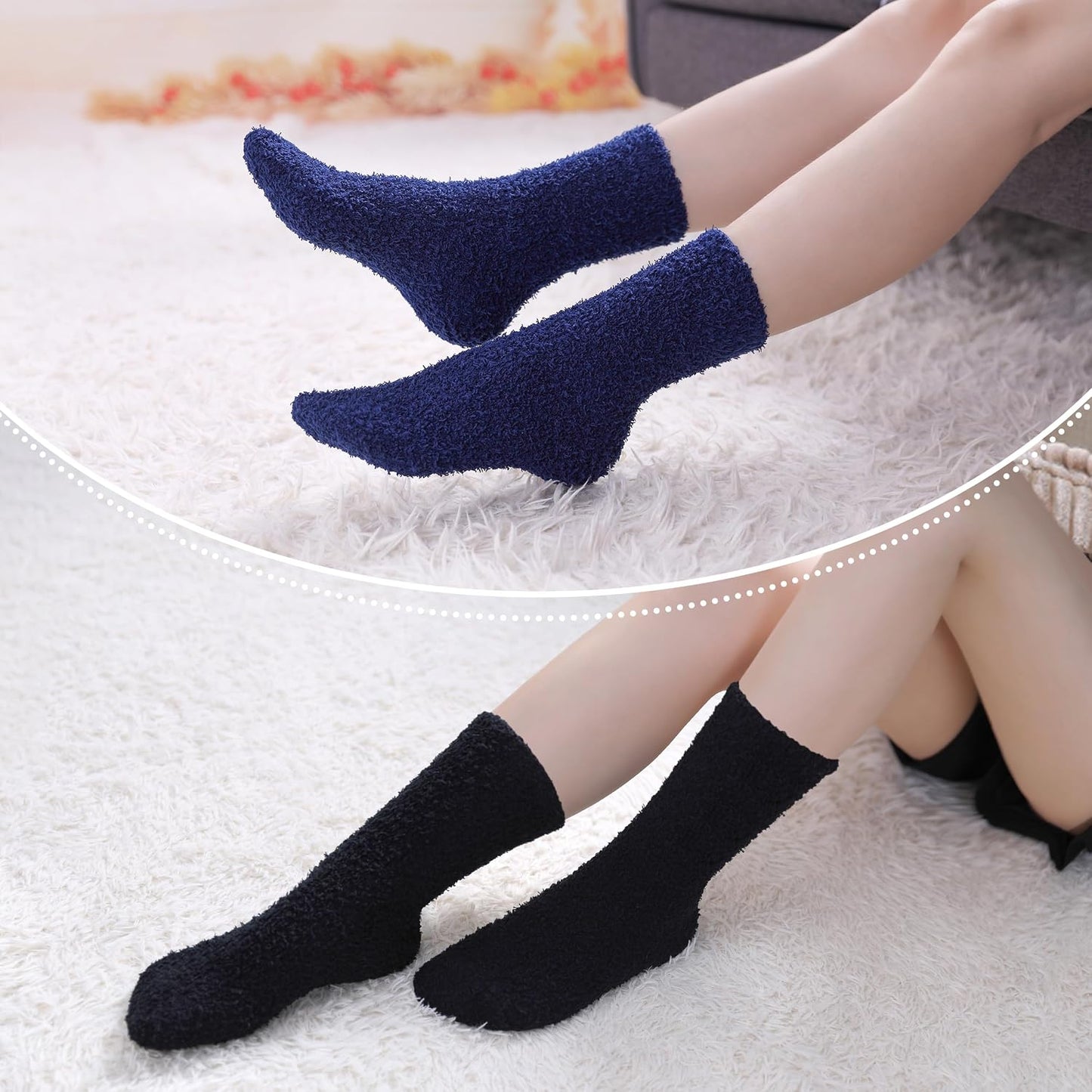 LINEMIN Womens Fuzzy Socks Cozy Fluffy Winter Warm Slipper Socks Microfiber Soft Home Sleeping Socks