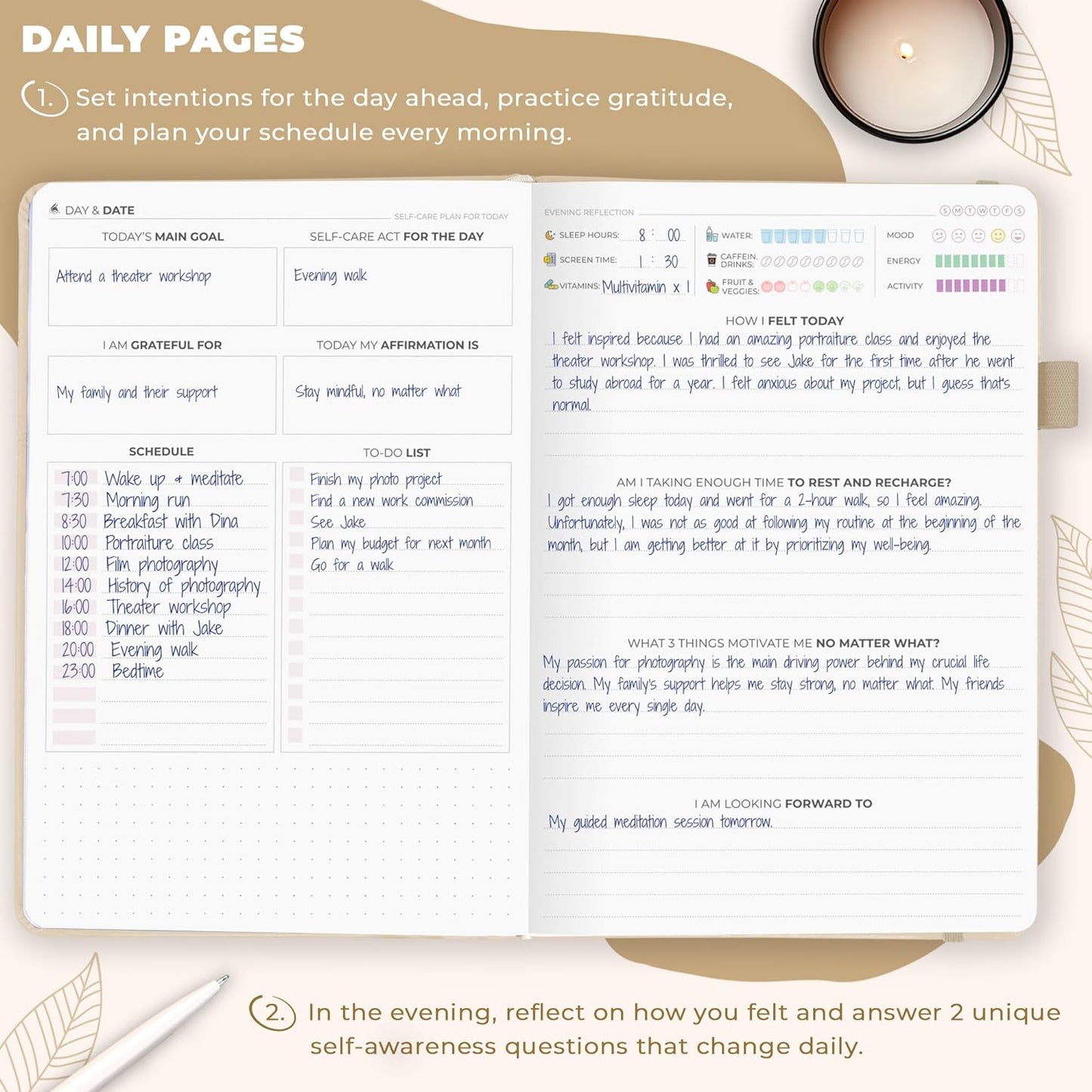 Clever Fox Self-Care Journal – Daily Reflection Notebook – Mental Health & Personal Development Planner, Meditation & Mood Log, A5 (Aquamarine)