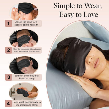 Kitsch Contour Pillow Eye Mask – Softer Than Silk Eye Masks for Sleep, Blindfold Sleep Masks for Women & Men, No Eye Pressure, Lightweight, Eye Care, Travel Essentials - Charcoal