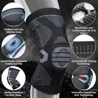 NEENCA Professional Knee Brace for Pain Relief, Medical Knee Support with Patella Pad & Side Stabilizers, Compression Knee Sleeve for Meniscus Tear, ACL, Joint Pain, Runner, Workout (Black, Medium)