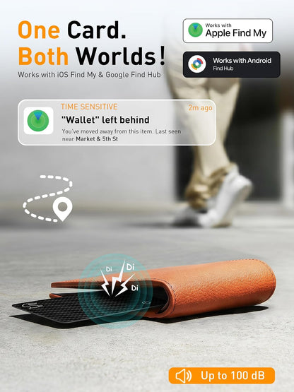 MFi Certified Wallet Tracker Card with Card Holder,Rechargeable Android & iOS Item Finder for Wallets Passport Luggage,Compatible with iOS Find My & Google Find Hub,Ultra Slim