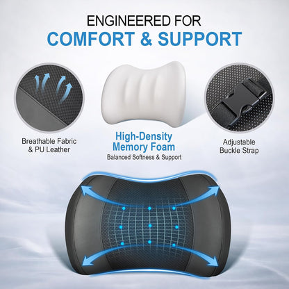 Lofty Aim Lumbar Support Pillow for Car, Car Seat Back Support for Driving | Memory Foam Car Lumbar Support for Driving Seat, Car Back Cushion, Adjustable Straps, Lower Back Pillow, Office Chairs, Black