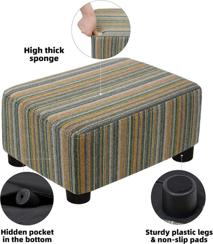 CAROLMADE Small Foot Stool Ottoman Footstool with Legs Under Desk Footrest for Living Room Bedroom and Office,Linen-Grey