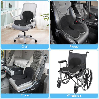 Truck Driver Seat Cushion, Memory Foam L-Shaped Ergonomic Cushion for Office Chairs, Comfort & Support for Long Sitting