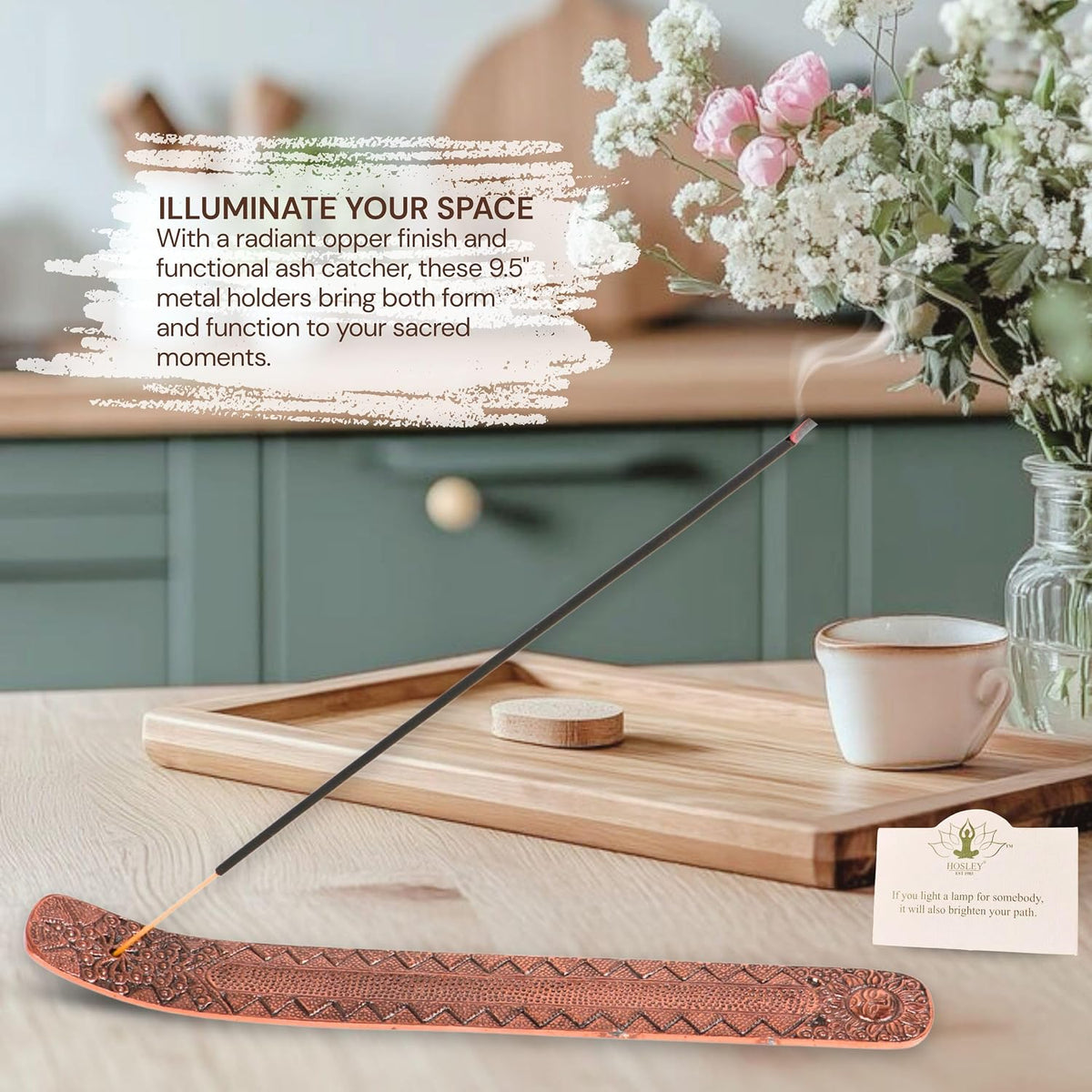 Hosley Wood Incense Holder Sun 10 Inches Ideal Gift for Wedding, Aromatherapy, Zen, Spa, Reiki, Meditation