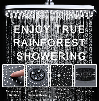 Rain Shower Head with Handheld Showerhead, Black 1.75GPM 460311