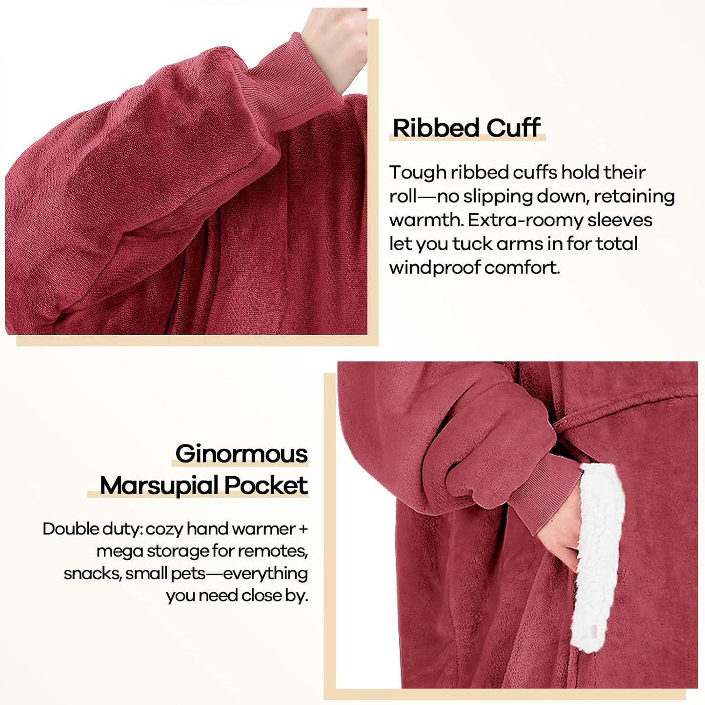 yescool Wearable Blanket Hoodie as Christmas Birthday Gifts for Women Mom - Colors A