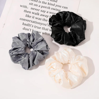 16 Pcs Scrunchies for Women - Black Satin Silk Scrunchies for Girls Hair Ties Elastics Bands Ponytail Holder Hair Accessories