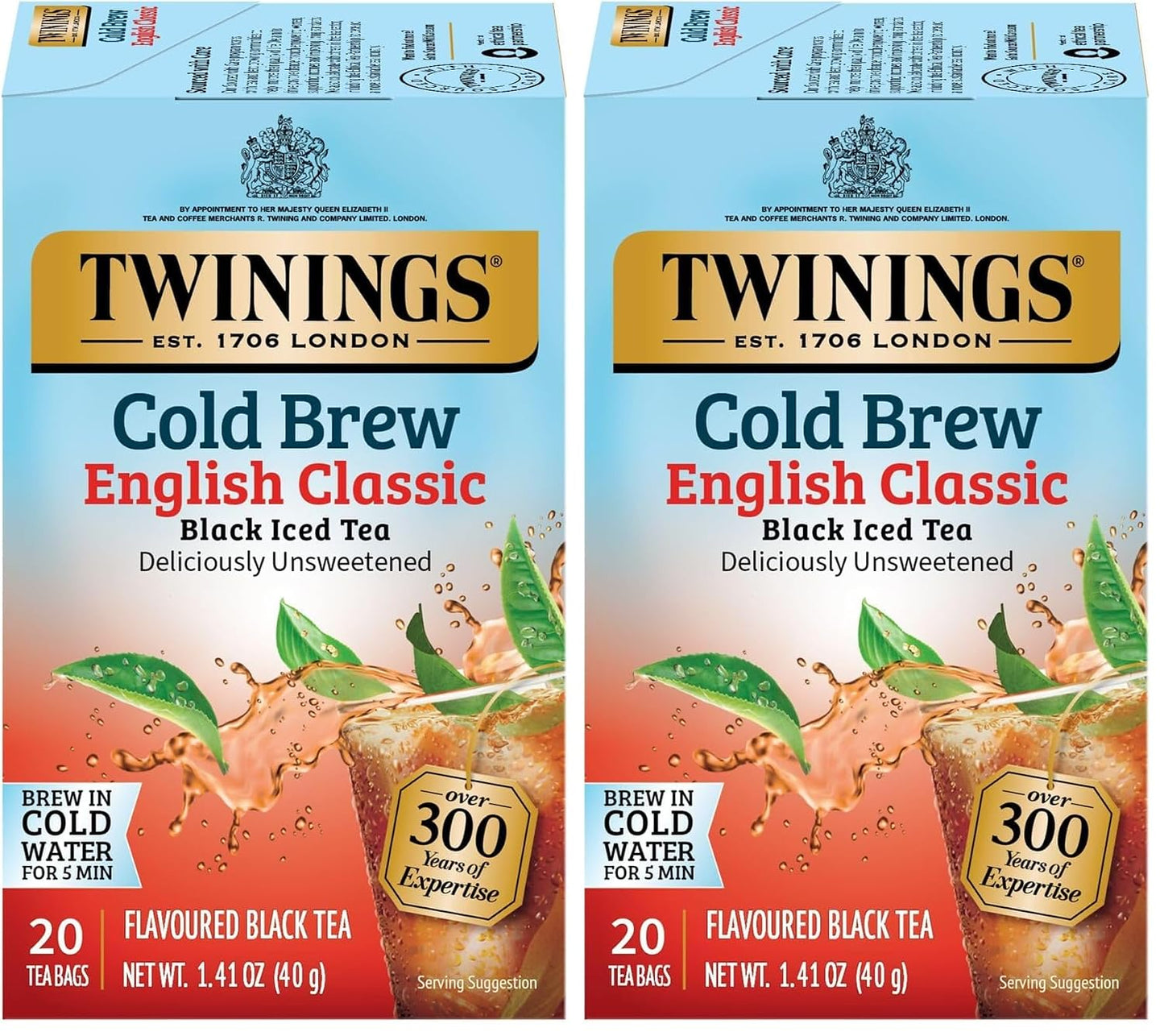 Twinings Strawberry & Raspberry Herbal Iced Tea, 72 Oversized Tea Bags, Makes 18 Pitchers or 144 Servings, Unsweetened, Naturally Caffeine-Free, 72 Count (Pack of 1)