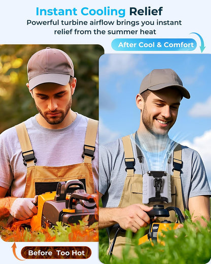 Portable Waist Fan, 10000mAh Waist Fan Clip on Wearable Belt, 5 Speeds Adjustable Shirt Fans with up to 25H of Working Time, Hands-Free Hanging Neck Belt Fans for Camping, Outdoor, Jobsite-Grey