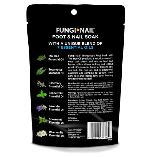 Fungi-Nail Foot & Nail Soak with Tea Tree Oil, 1 Pound, Moisturize, Reduce Foot Odor, & Soothe Aching Feet, Therapeutic Blend of Rich Mineral Epsom Salt, Pure Sea Salt, and 7 Essential Oils