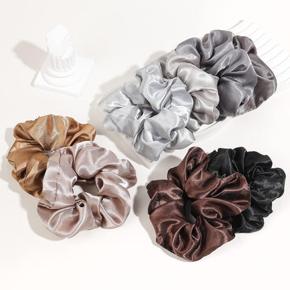 16 Pcs Scrunchies for Women - Black Satin Silk Scrunchies for Girls Hair Ties Elastics Bands Ponytail Holder Hair Accessories