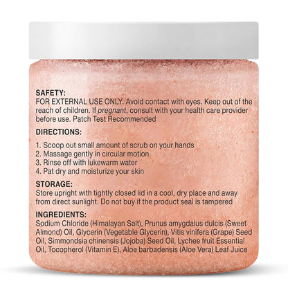 Majestic Pure Himalayan Salt Body Scrub, Lychee Oil Exfoliant, 10 Oz