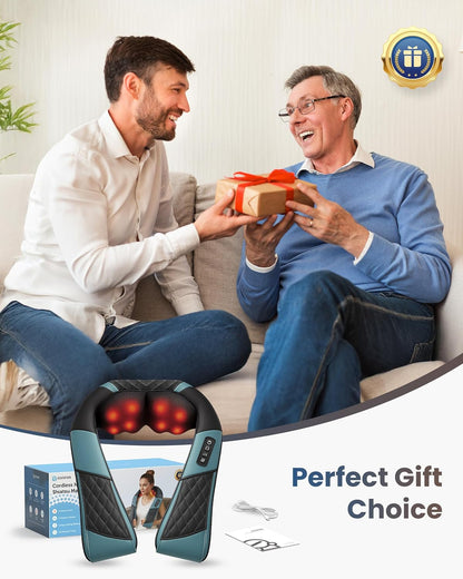 COMFIER Cordless Neck and Shoulder Massager with Heat, Wearable 4D Shiatsu Deep Tissue Kneading for Desk Workers and Drivers, Hands-Free Straps, FSA Eligible HSA Gift