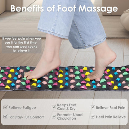 Foot Massage Mat, Reflexology Mat Walk Stone Road Foot Acupressure Mat Pressure Point Massage Acupoint Mat for Long Sitting Elderly Students and Office Workers (68.9 x 13.78 Inches)