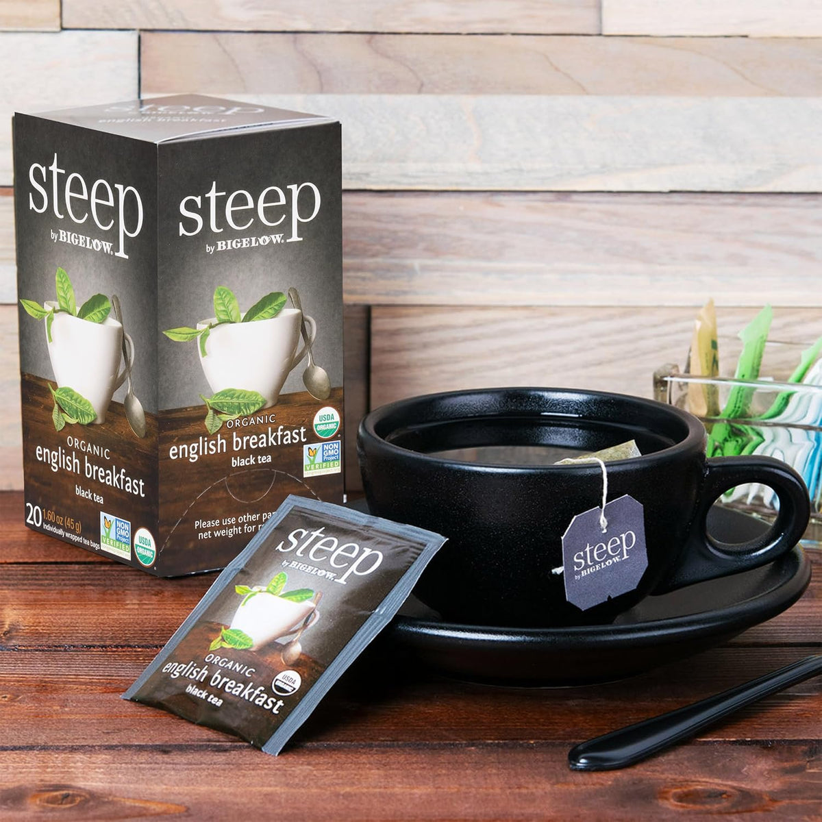 steep by Bigelow Organic English Breakfast Black Tea, Caffeinated, 20 Count (Pack of 6), 120 Total Tea Bags