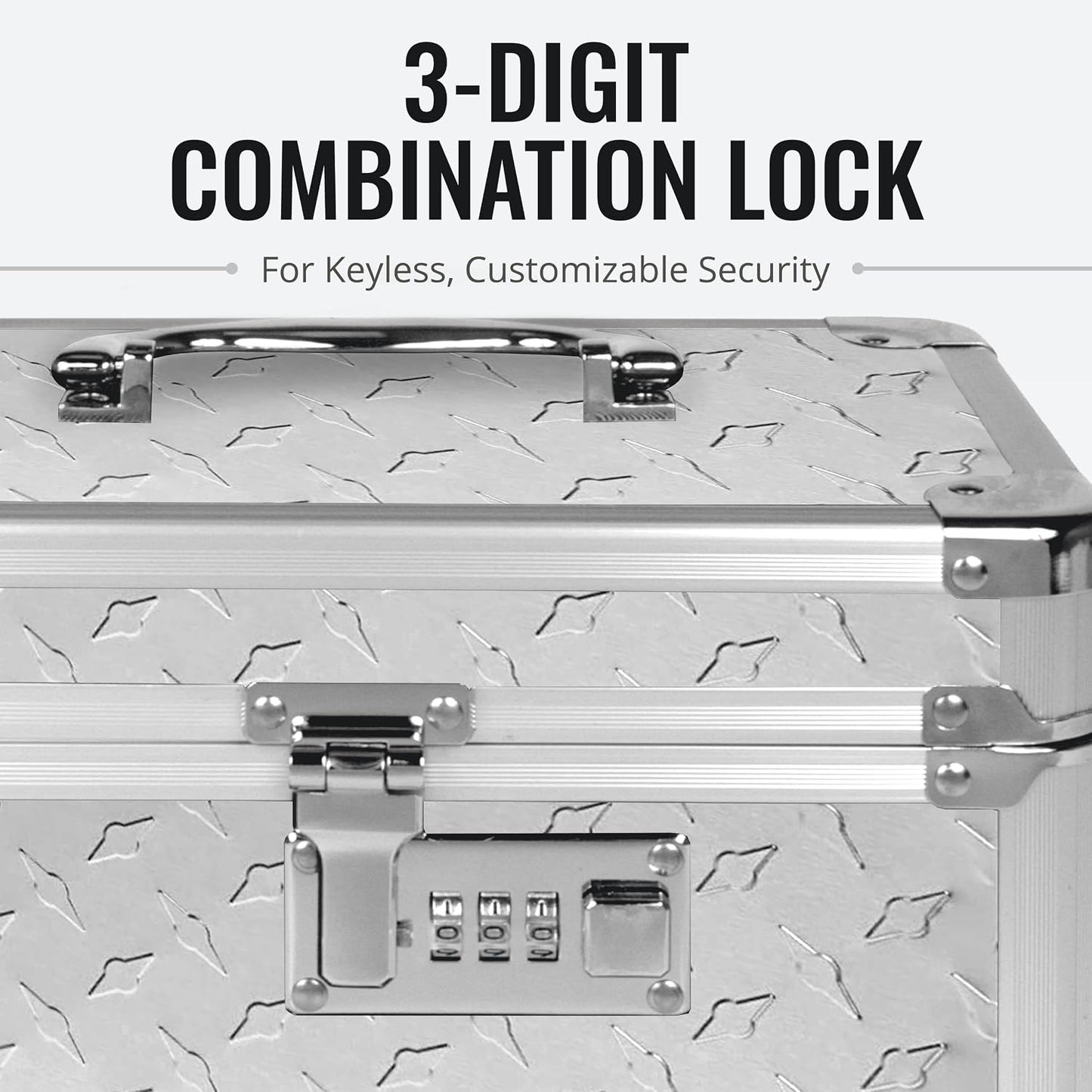 Vaultz Secure Security Lock Boxes - Safe Combination Lock Box, Storage for Documents, Valuables, Medicine & Money - 9.88 x 7.75 x 7 Inch - Black/Chrome