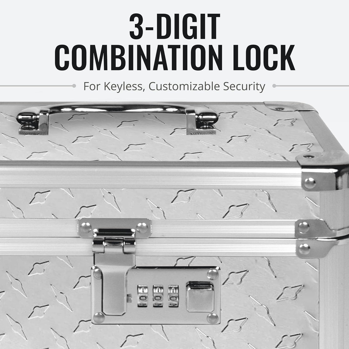 Vaultz Secure Security Lock Boxes - Safe Combination Lock Box, Storage for Documents, Valuables, Medicine & Money - 9.88 x 7.75 x 7 Inch - Black/Chrome