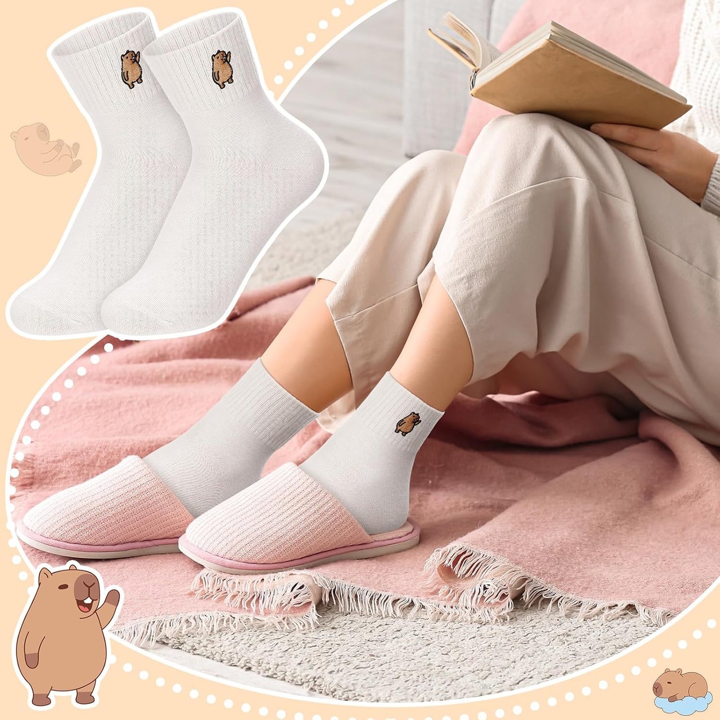 Eurzom 10 Pairs Socks Womens Crew Elastic Ankle Length Cotton Socks Aesthetic Cute Lightweight Low Cut Gifts for Women - Colors A